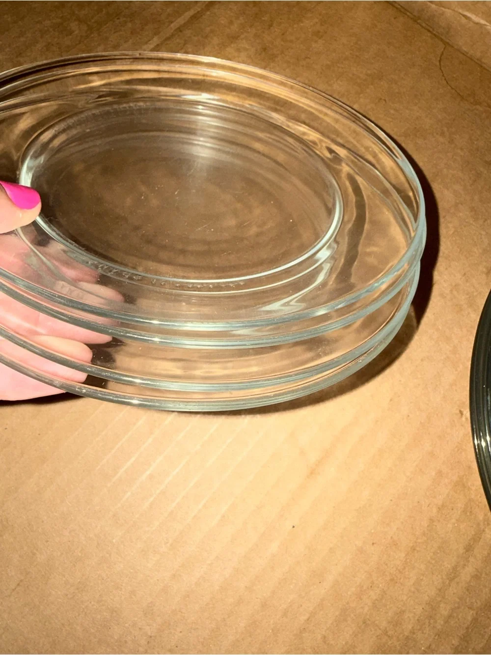 Vintage clear glass plate marked